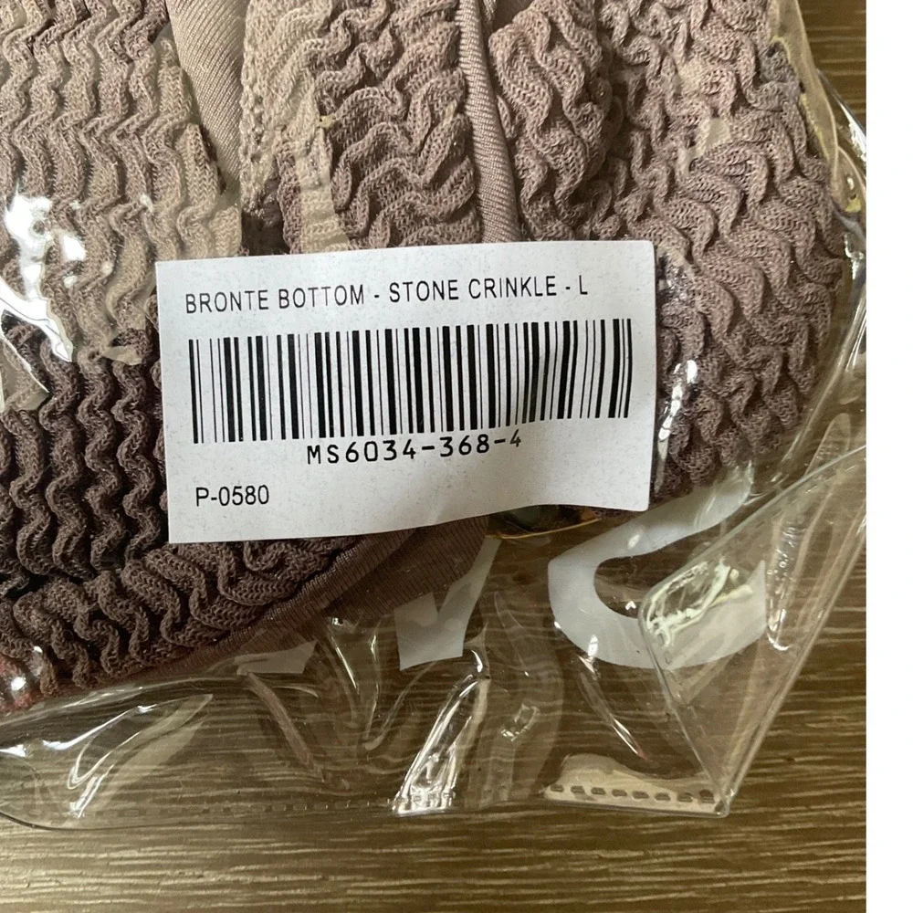 Monday Swimwear Bronte Bottom Stone Crinkle Size Large New With Tags